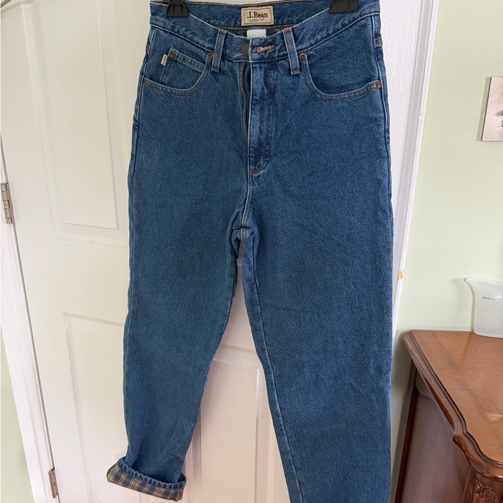 L.L. Bean Men's Classic Straight Blue Denim with Flannel Lining